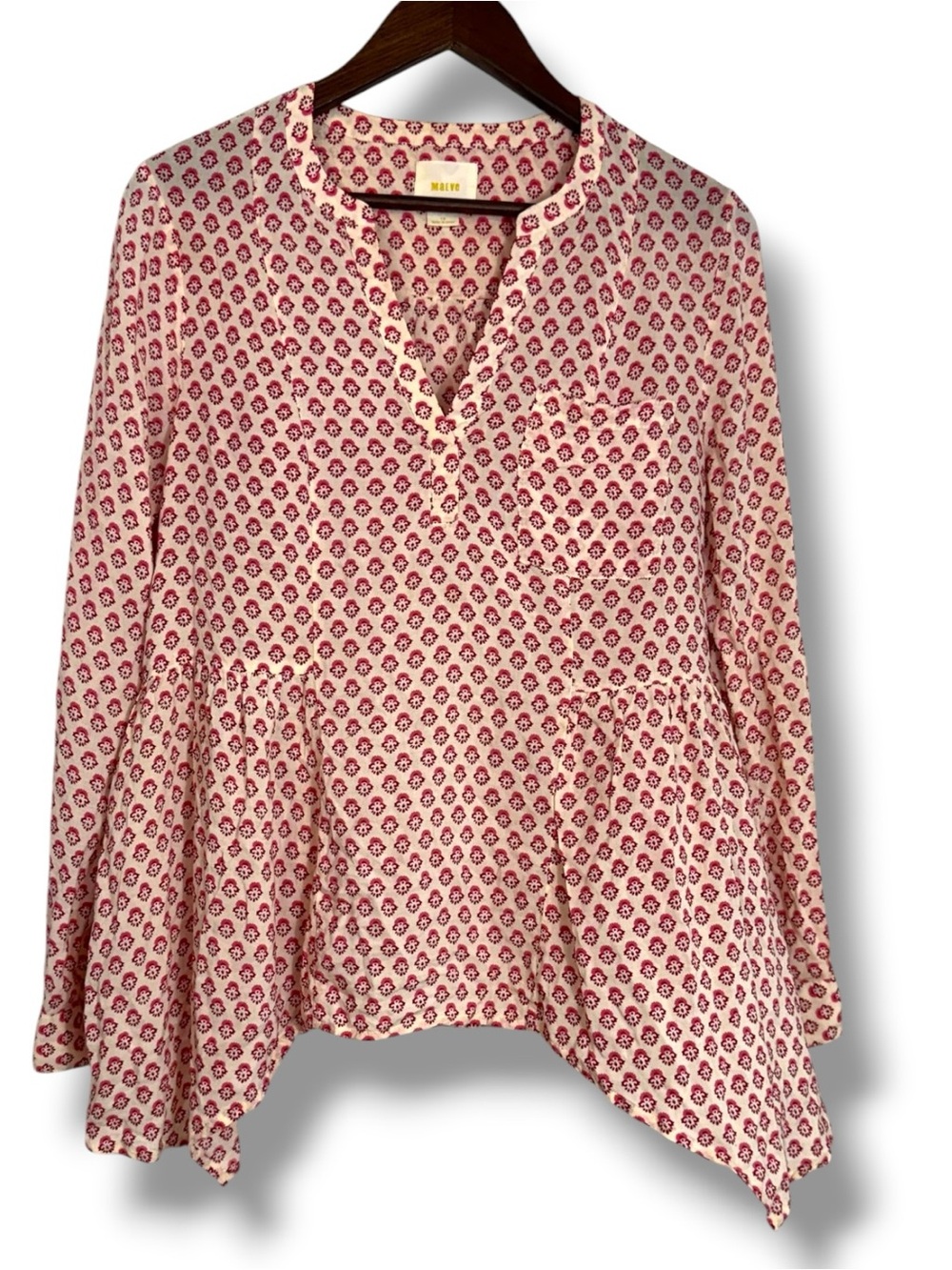 Anthropologie Maeve Laiken Henley In Motif Tunic Blouse Pink Women’s Size 10 - Picture 2 of 8